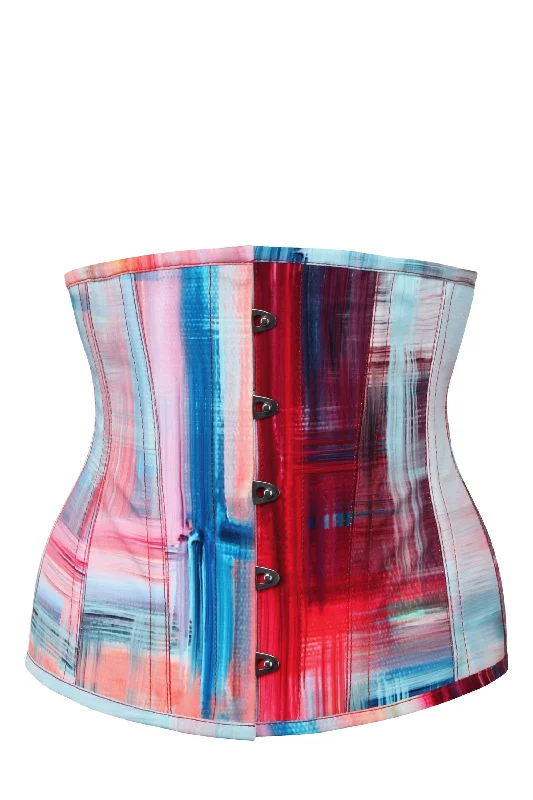 Abstract Red and Blue Brushstroke Underbust Corset