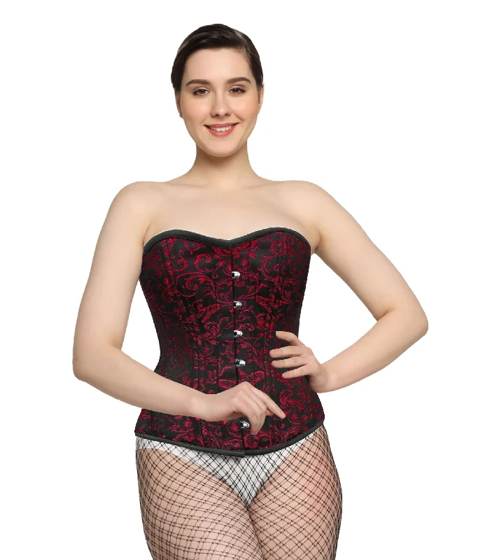 Affra Red Brocade Waist Training Overbust Corset