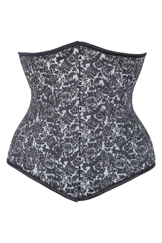 Beautiful Silver Waist Training Underbust Corset- Longline