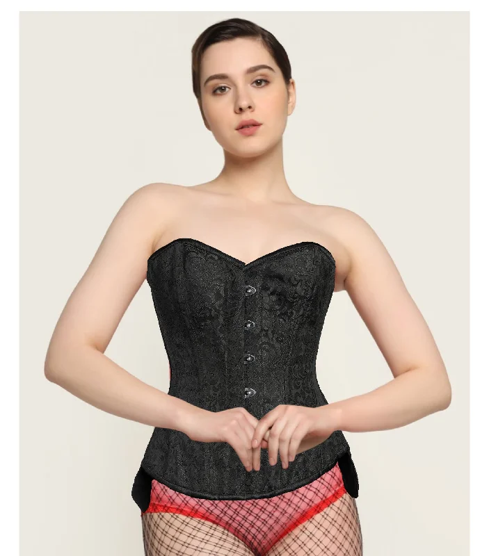 Black Brocade Faire Lady Corset - Wholesale