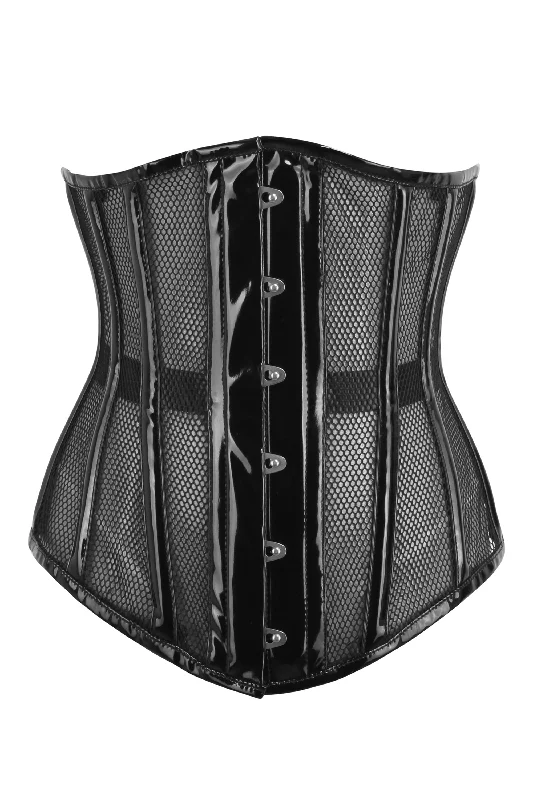 Black PVC Mesh Underbust Corset