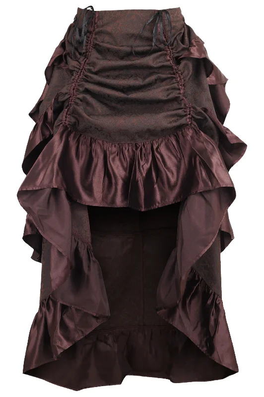 Brown Brocade Adjustable High Low Bustle Skirt