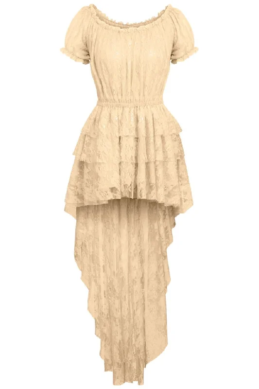 Cream High Low Lace Dress