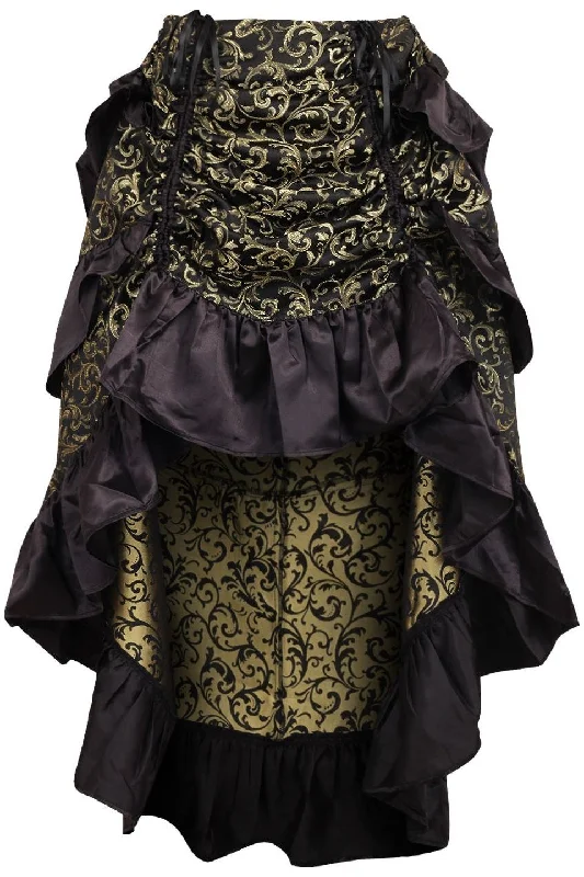 Gold/Black Brocade Adjustable High Low Bustle Skirt