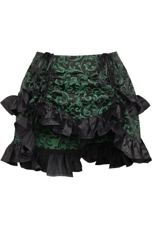 Green/Black Brocade Ruched Bustle Skirt