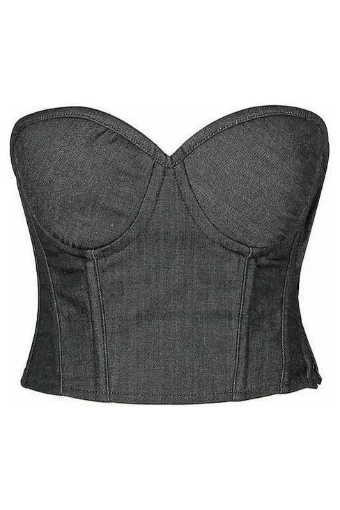 Lavish Black Denim Underwire Bustier