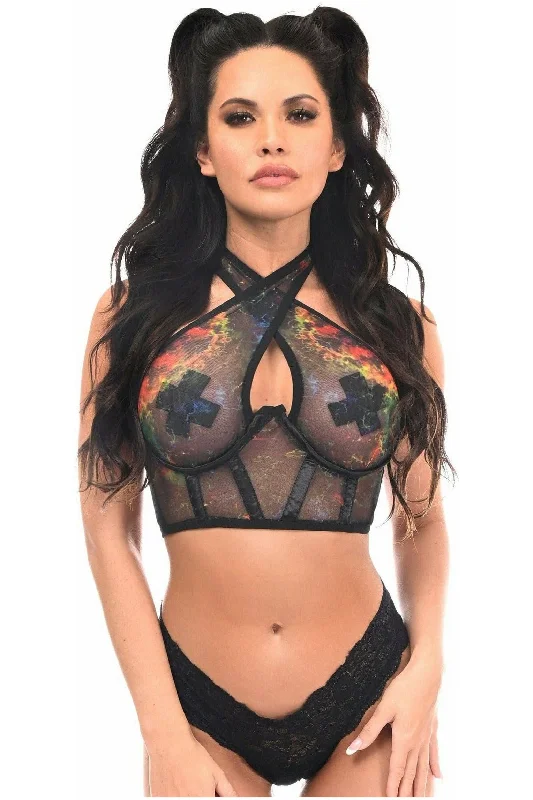 Lavish Multi Mesh Underwire Cincher w/Built In Halter Top