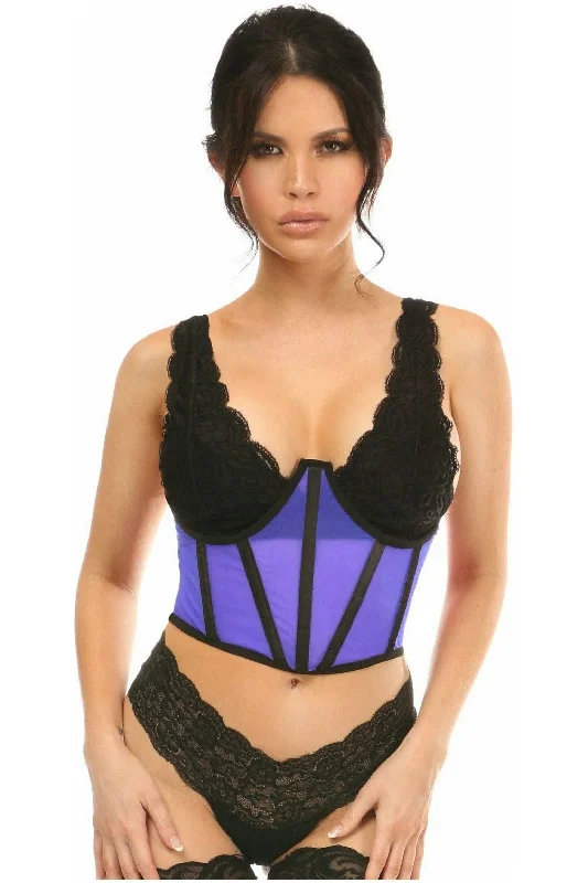 Lavish Neon Blue Mesh Open Cup Waist Cincher