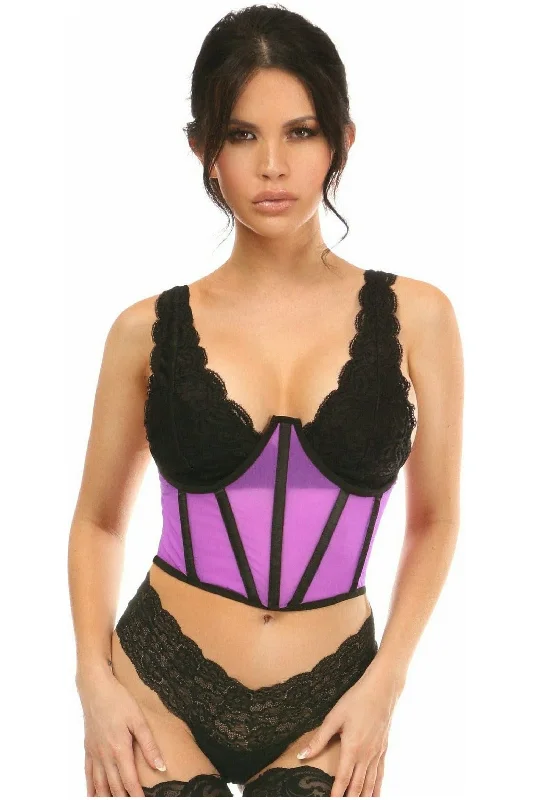 Lavish Neon Purple Mesh Open Cup Waist Cincher