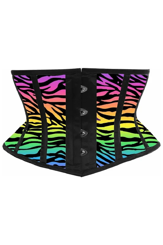 Lavish Rainbow Animal Print Satin Mini Cincher Corset