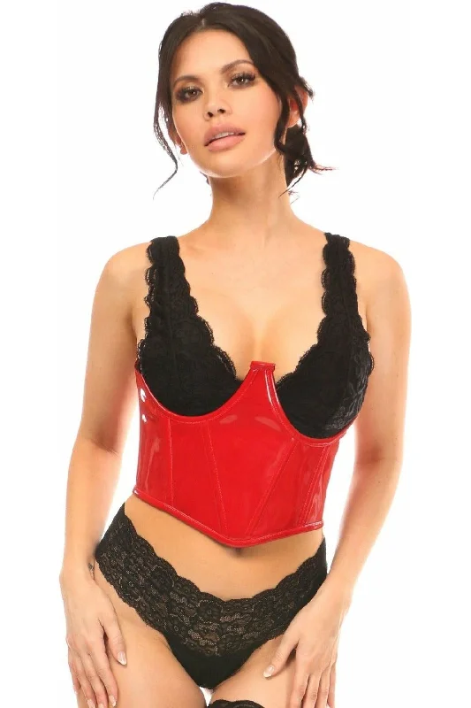 Lavish Red Patent Open Cup Underwire Waist Cincher