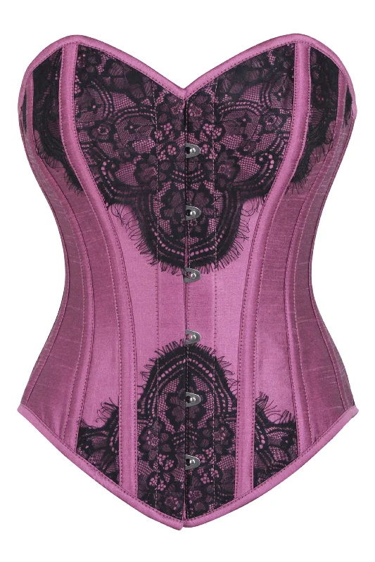 Pink Waist Taming Overbust with Black Lace