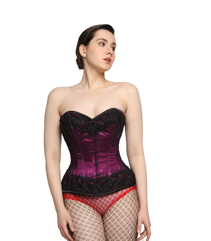 Black / Magenta Embroidery Overbust corset