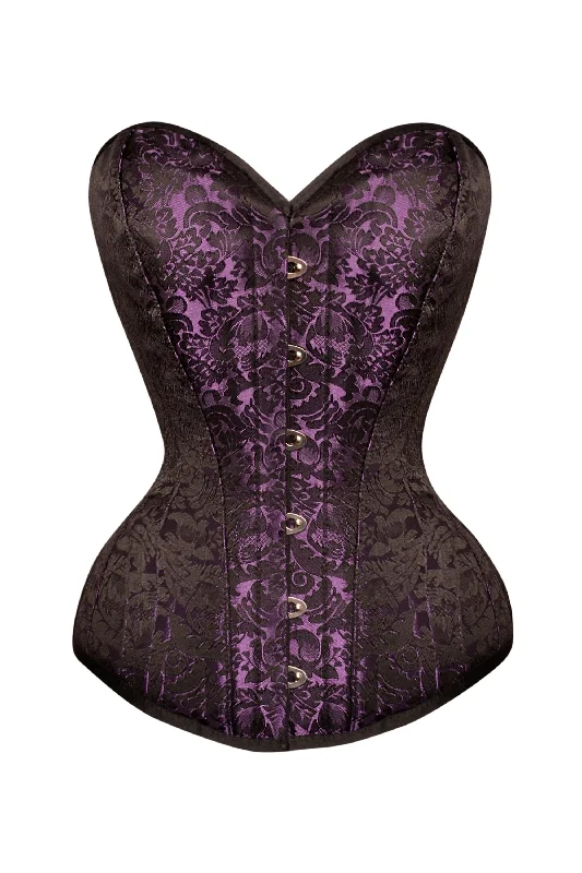 Purple Brocade Expert Waist Training Overbust Corset