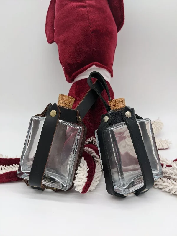 Rectangular Flask Potion Bottle Glass and Leather