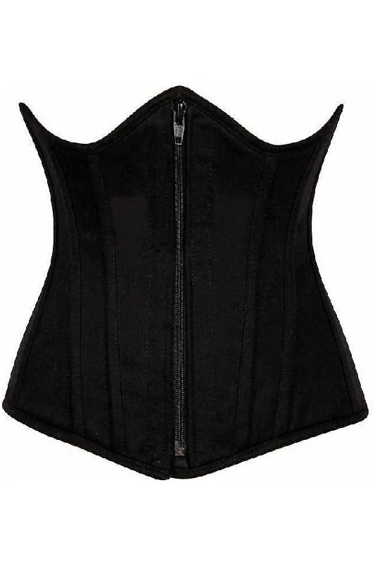 Top Drawer Black Cotton Underbust Steel Boned Corset