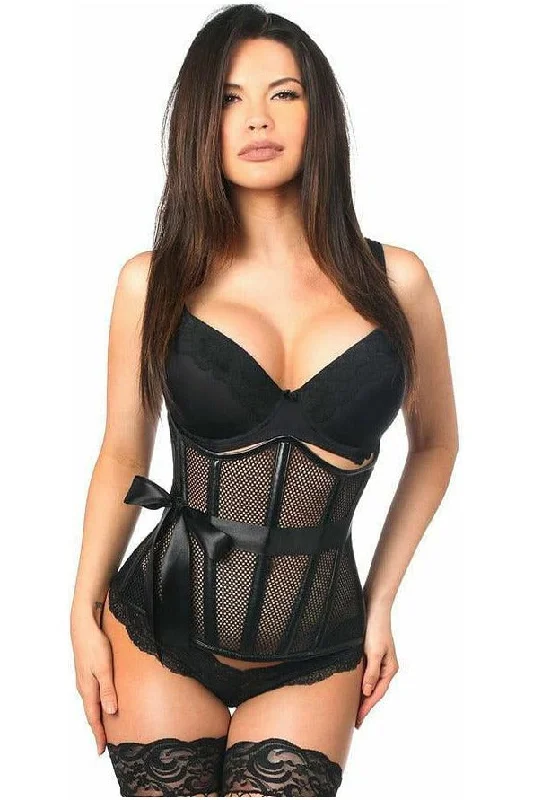 Top Drawer Fishnet & Faux Leather Steel Boned Underbust Corset