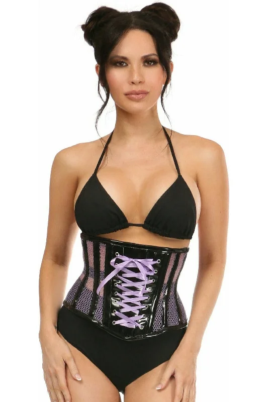 Top Drawer Purple Patent & Fishnet Underbust Corset