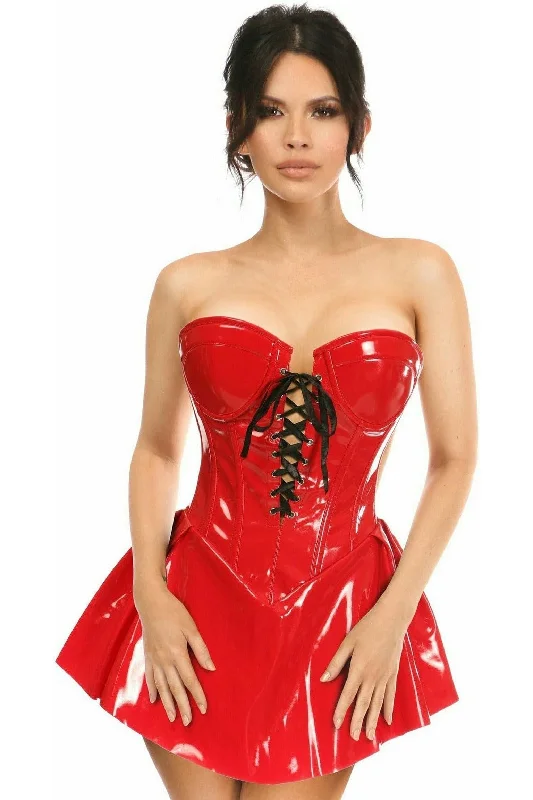 Top Drawer Red Patent Steel Boned Corseted Dress