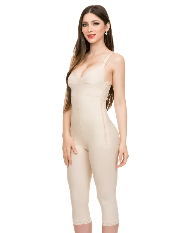 Below Knee Compression Bodysuit w/Bra & Zippers (BB05)