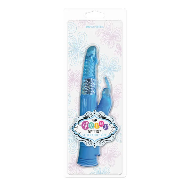 Slim Blue Rabbit Vibrator with Customizable Stimulation