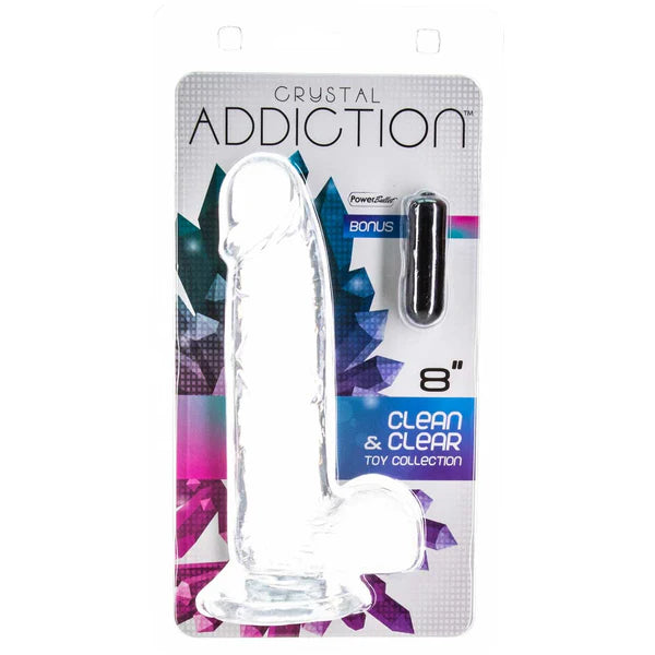 Addiction Crystal 8" Clear Dildo with Balls