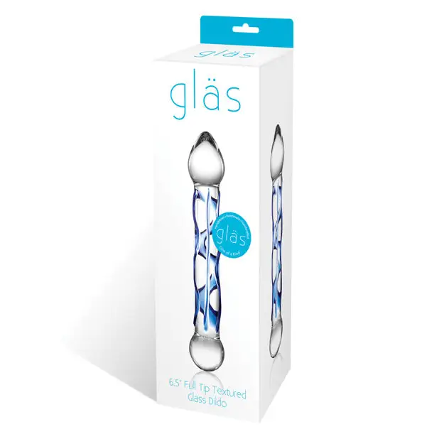 Glas 6.5 Full Tip Textured Glass Dildo "