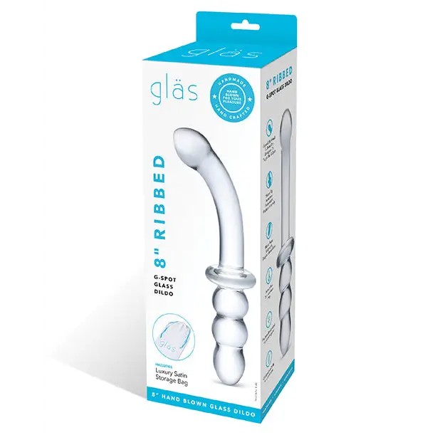 Glas 8 in. Ribbed G-Spot Glass Dildo