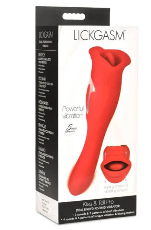 LICKGASM Kiss & Tell Pro Dual Ended Kissing Vibrator - Premium Silicone, Waterproof