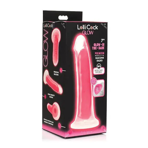 Lollicock Glow-in-the-Dark Silicone Dildo 7in Pink