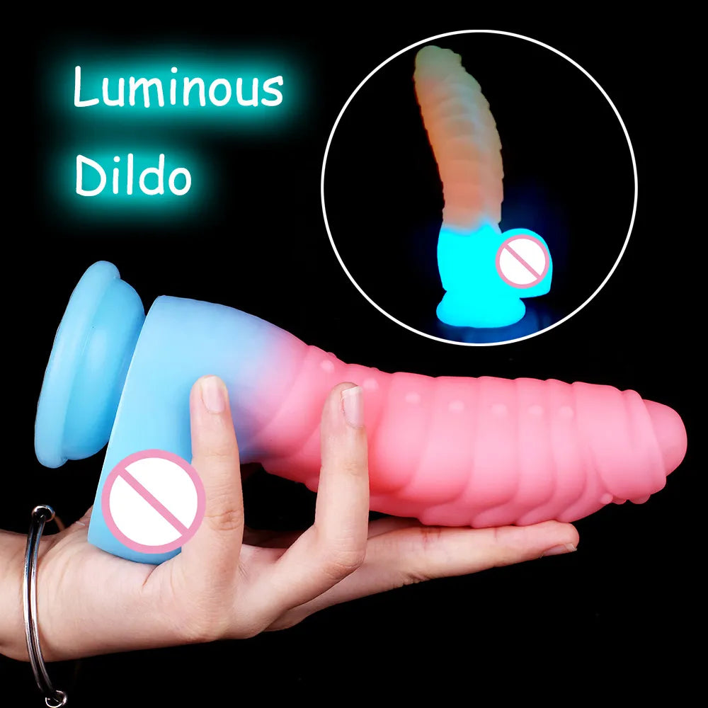 Luminous Dildo Sex Toys for Women Men Colourful Penis Glowing Huge Dragon Monster Dildo Anal Butt Plug Strapon Dildo Adult Toys