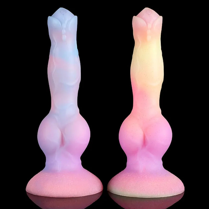 New Luminous Anal Plug Soft Wolf Dog Dildos for Women/Men Butt Plug with Suction Cup Silicone Dragon Dildo Anal Sex Toys