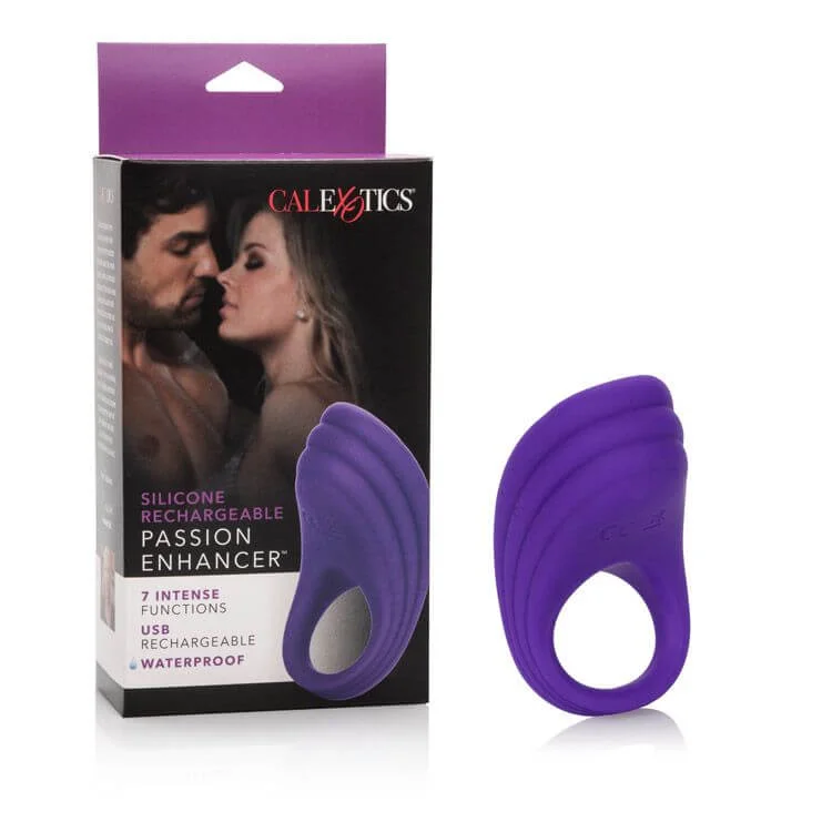 Passion Enhancer Silicone Rechargeable Vibrating Ring - Purple | 7 Functions