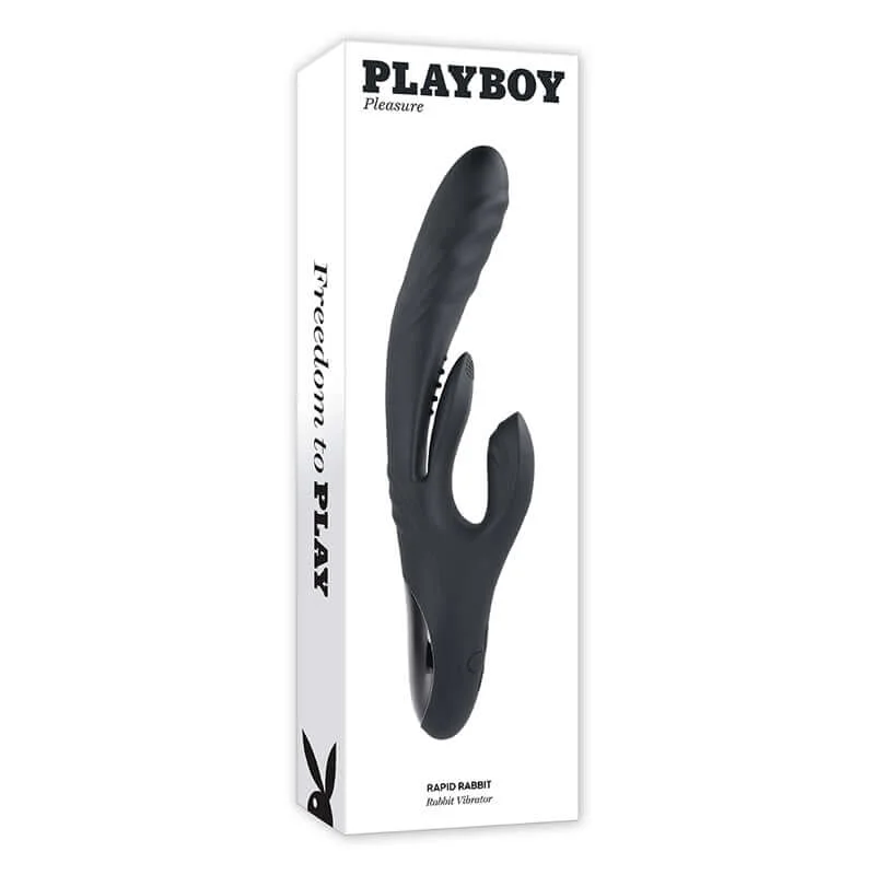 Playboy Rapid Rabbit Vibrator by Evolved Novelties - Triple Delight with Thrusting, Flapping & Clitoral Sensations