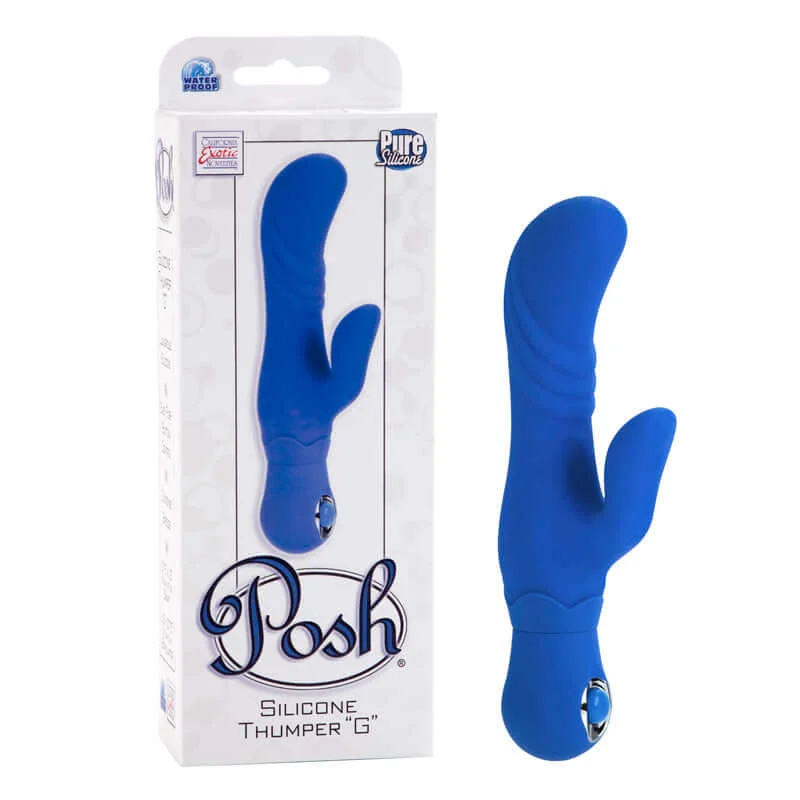 Posh Silicone Thumper G Blue Vibrator - Luxurious Dual Massager with 3 Speeds for Women