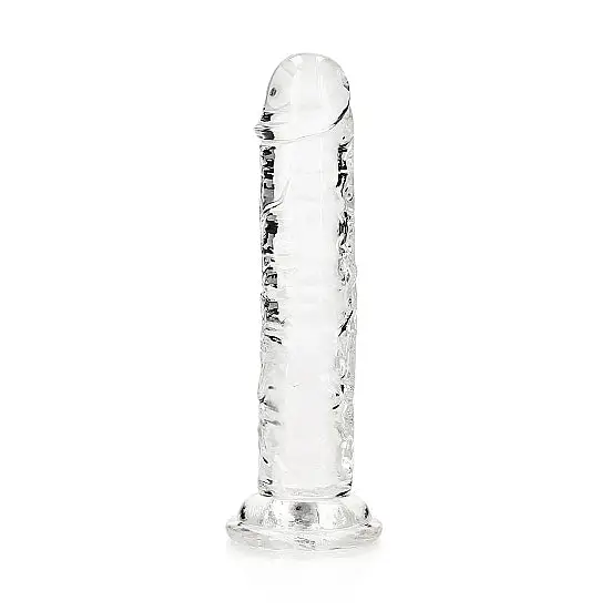 RealRock Crystal Clear Straight 7 in. Dildo Without Balls Purple