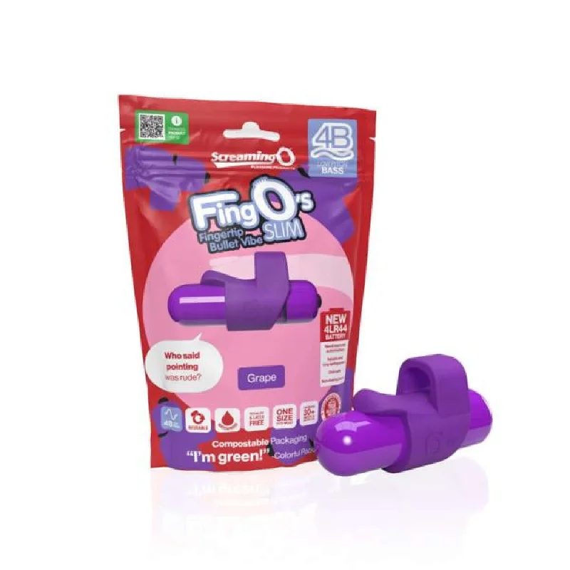 Screaming O 4B FingO Slim Grape Bass - Powerful Finger Vibrator with Deep Rumbling Sensations