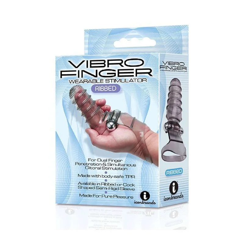 The 9's VibroFinger Ribbed Finger Massager Grey - Dual-Finger Stimulation & Clitoral Pleasure