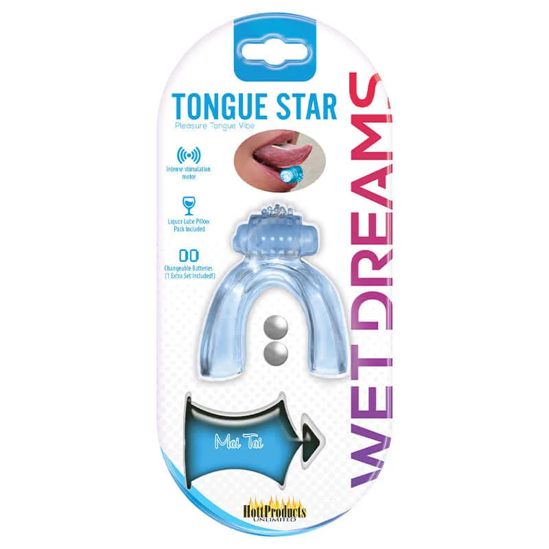 Wet Dreams Tongue Star Tongue Vibe - Blue - Intense Stimulation, Liquor Flavored Lubricant Included