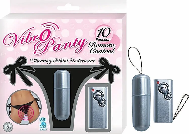 Vibro Panty Black 10 Function Remote Control Vibrating Bikini Underwear