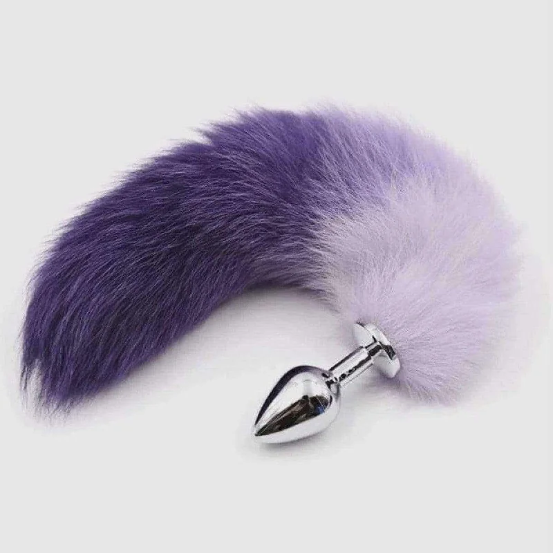 17" Purple Fox Tail Stainless Steel Plug - Medium