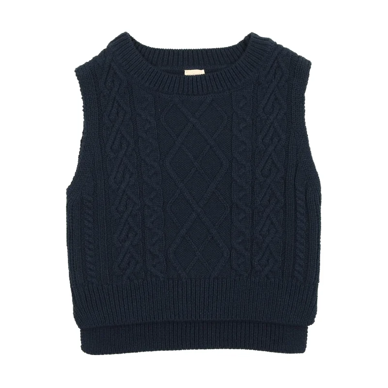 Analogie Cable Knit Vest - Navy