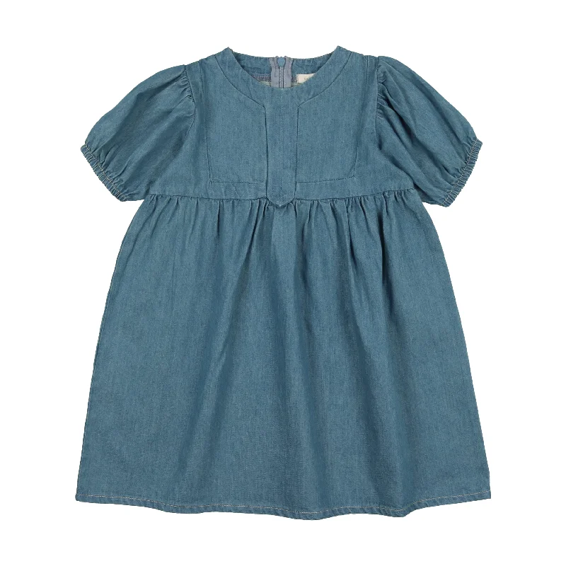 Analogie Denim Tencel Panel Dress Short Sleeve - Denim