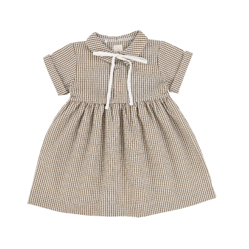 Analogie Gingham Dress Short Sleeve - Caramel