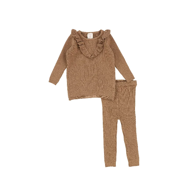 Analogie Knit Ruffle Set - Cinnamon