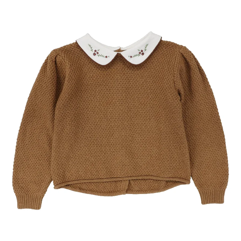 Analogie Peter Pan Knit Long Sleeve Sweater - Camel