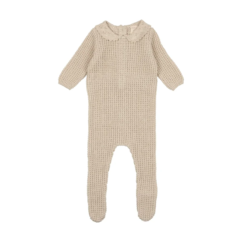 Analogie Pointelle Collar Knit Footie - Natural