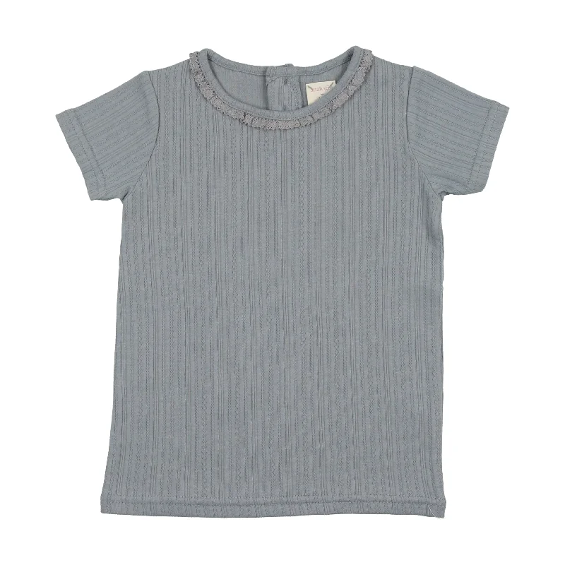 Analogie Pointelle T-Shirt Short Sleeve - Light Blue