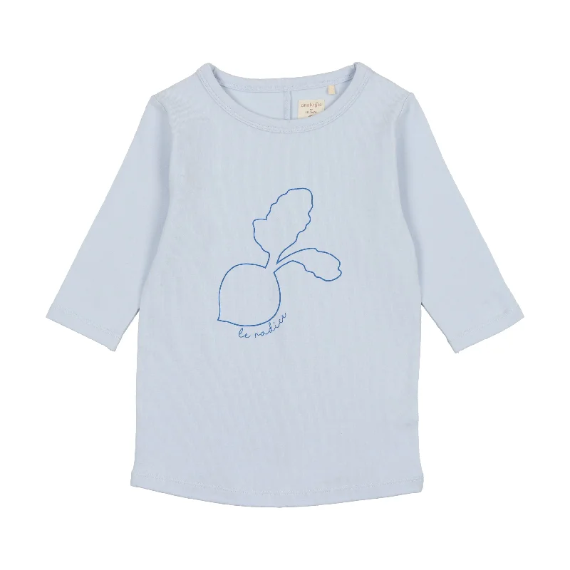 Analogie Radish T-Shirt Three Quarter Sleeve - Pale Blue