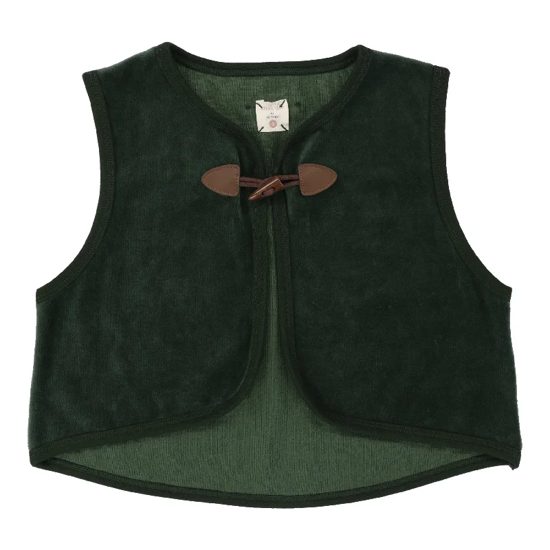 Analogie Velour Toggle Vest - Green